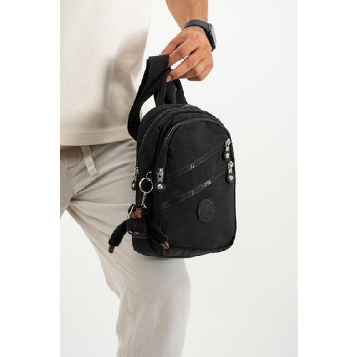 Sanmorris Unisex Kırinkıl Kumaş Suya Dayanıklı Ayarlanabilir Askılı  Çok Bölmeli Siyah Renkli Omuz Çantası Body Bag
