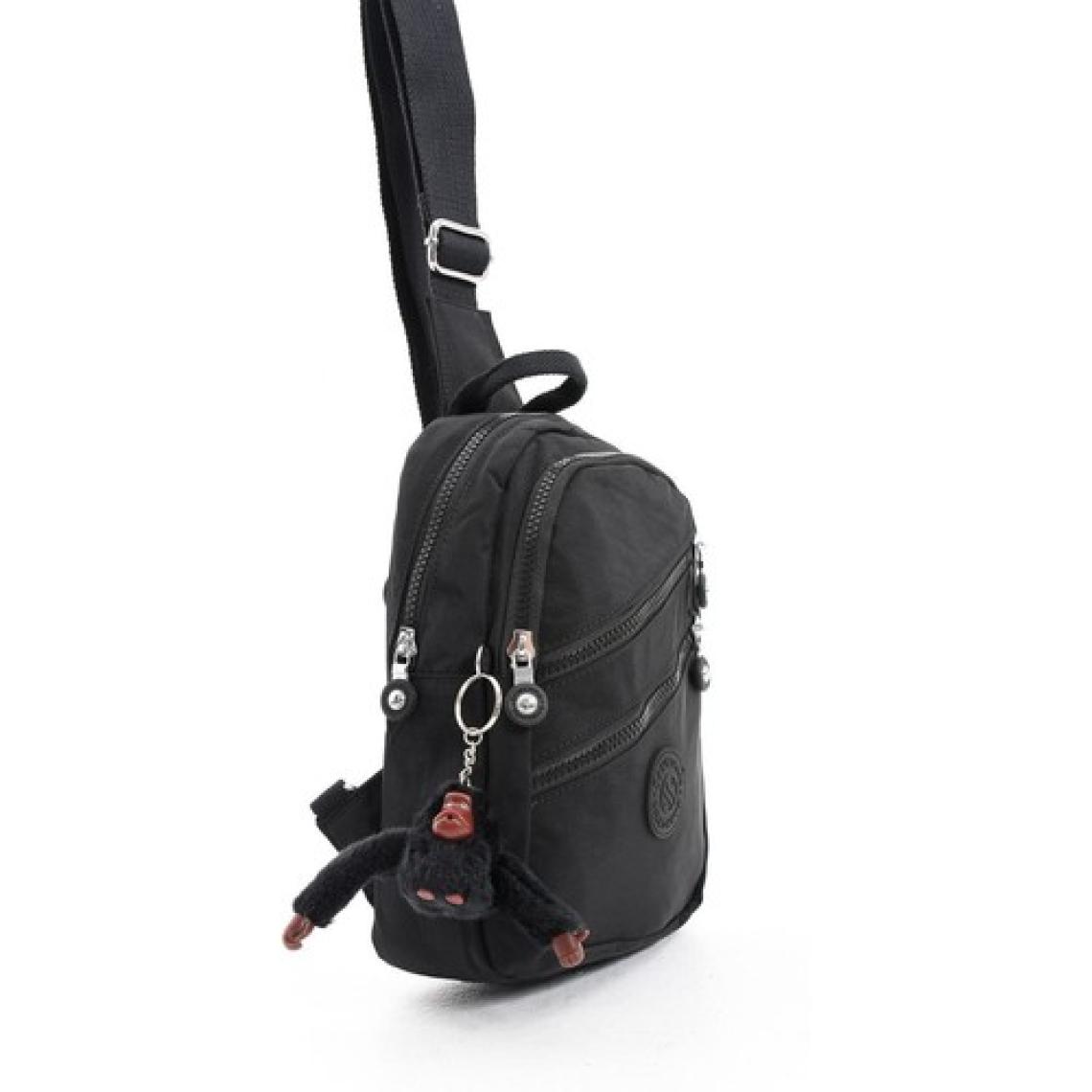 Sanmorris Unisex Kırinkıl Kumaş Suya Dayanıklı Ayarlanabilir Askılı  Çok Bölmeli Siyah Renkli Omuz Çantası Body Bag