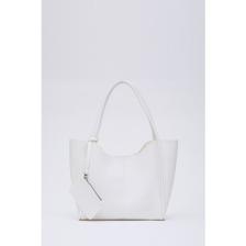 SHAKA Beyaz SHK108 Çıtçıtlı Suni Deri Cüzdanlı Makyaj Çantalı Kadın El ve Omuz Çantası U:25 E:38 G:15 cm