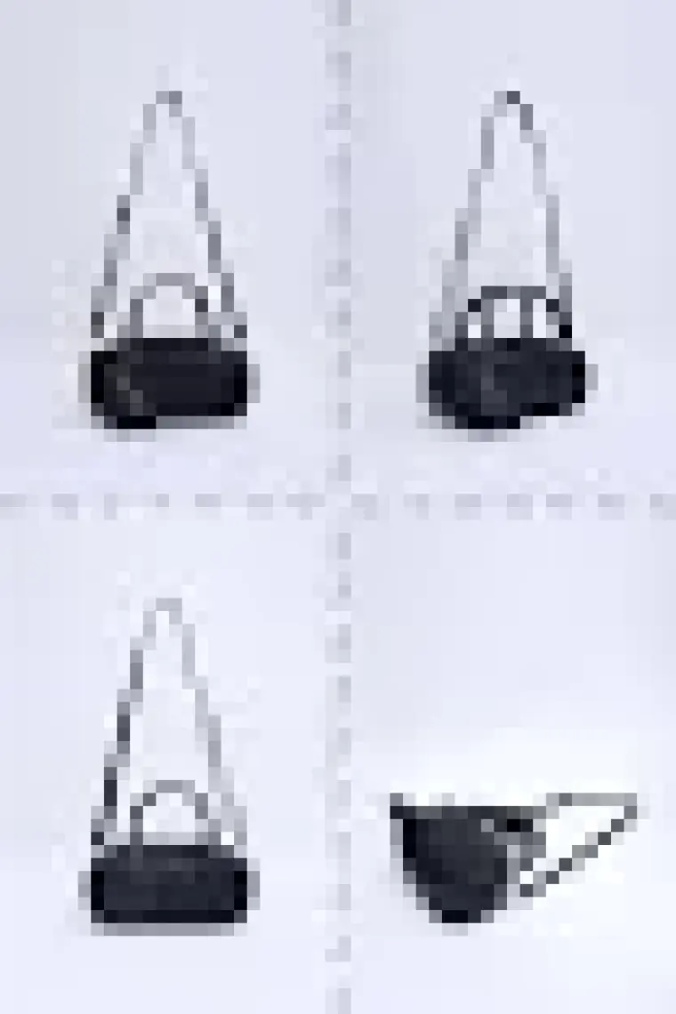 SHAKA Siyah SHK207 Suni Deri Charm Detaylı Fermuarlı Ayarlanabilir Askılı El, Kol ve Omuz Çantası U:14 E:24 G:8 cm