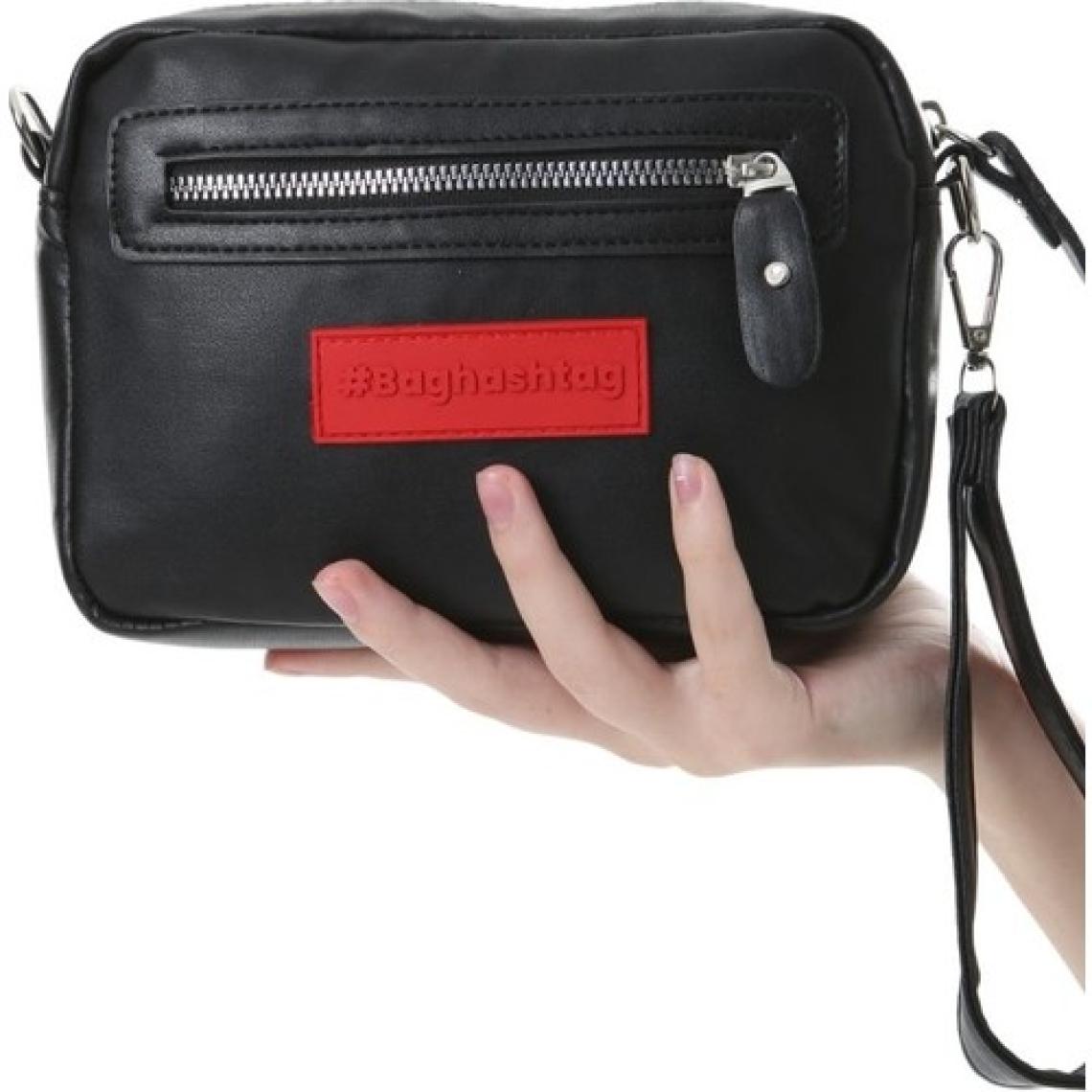 Baghashtag Siyah Minik Unisex 3 Gözlü Deri Çanta
