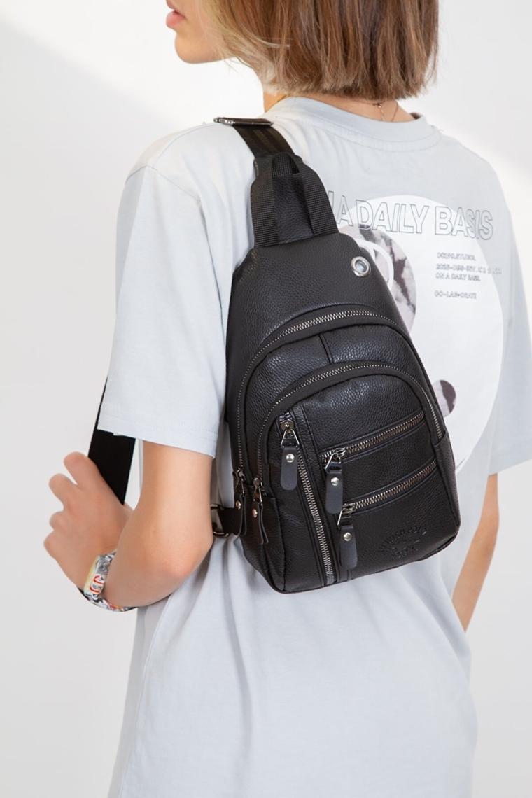 Adelina Bags  Siyah Deri Çapraz Omuz Çantası Bodygag Freebag