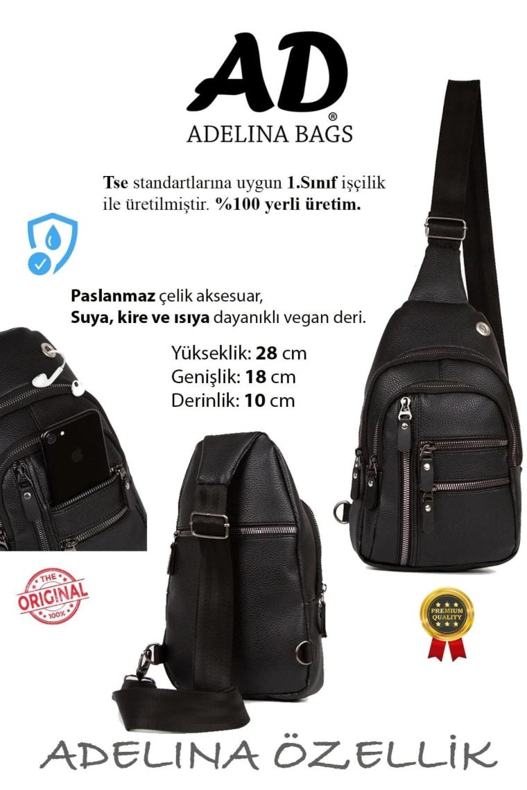 Adelina Bags  Siyah Deri Çapraz Omuz Çantası Bodygag Freebag