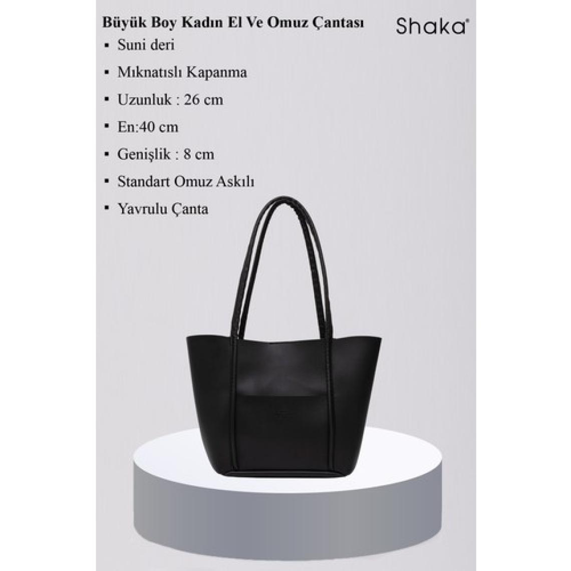 Siyah Shk80 Önü Cepli Çıtçıtlı Makyaj Çantalı Suni Deri Büyük Boy Kol ve Omuz Çantası