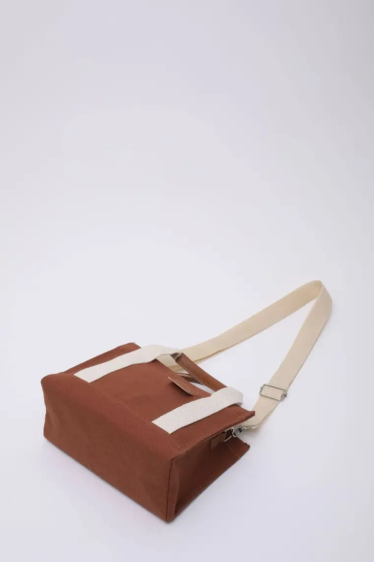 SHAKA Kiremit SHK138 2 Bölmeli Kanvas Kumaş Ayarlanabilir Askılı Fermuarlı El, Kol ve Omuz Çantası U:17 G:24 E:10 cm