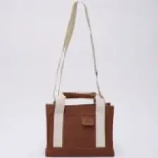 SHAKA Kiremit SHK138 2 Bölmeli Kanvas Kumaş Ayarlanabilir Askılı Fermuarlı El, Kol ve Omuz Çantası U:17 G:24 E:10 cm