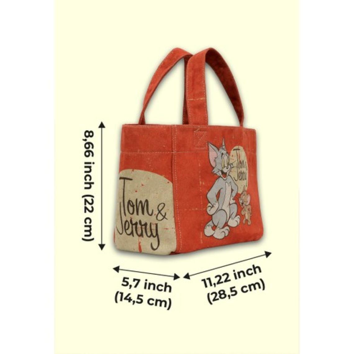 Kadın Vegan Turuncu Medium Tote Bag - Warner Bros Tom & Jerry Tasarım