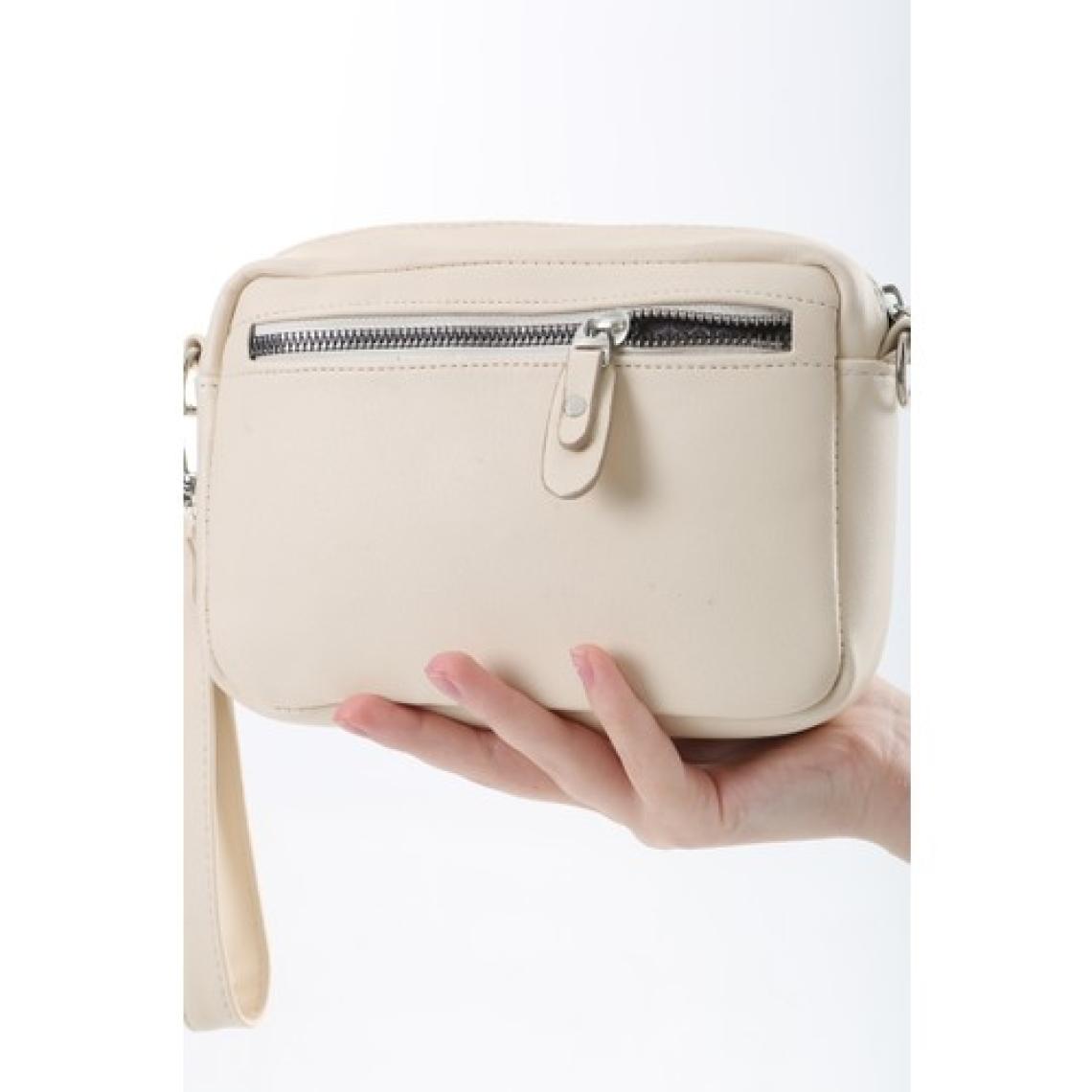 Baghashtag Krem Minik Unisex 3 Gözlü Deri Çanta