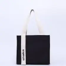 Siyah SHK157 Kanvas Kumaş Tek Bölmeli Askılı Çıtçıtlı El, Kol ve Omuz Çantası
