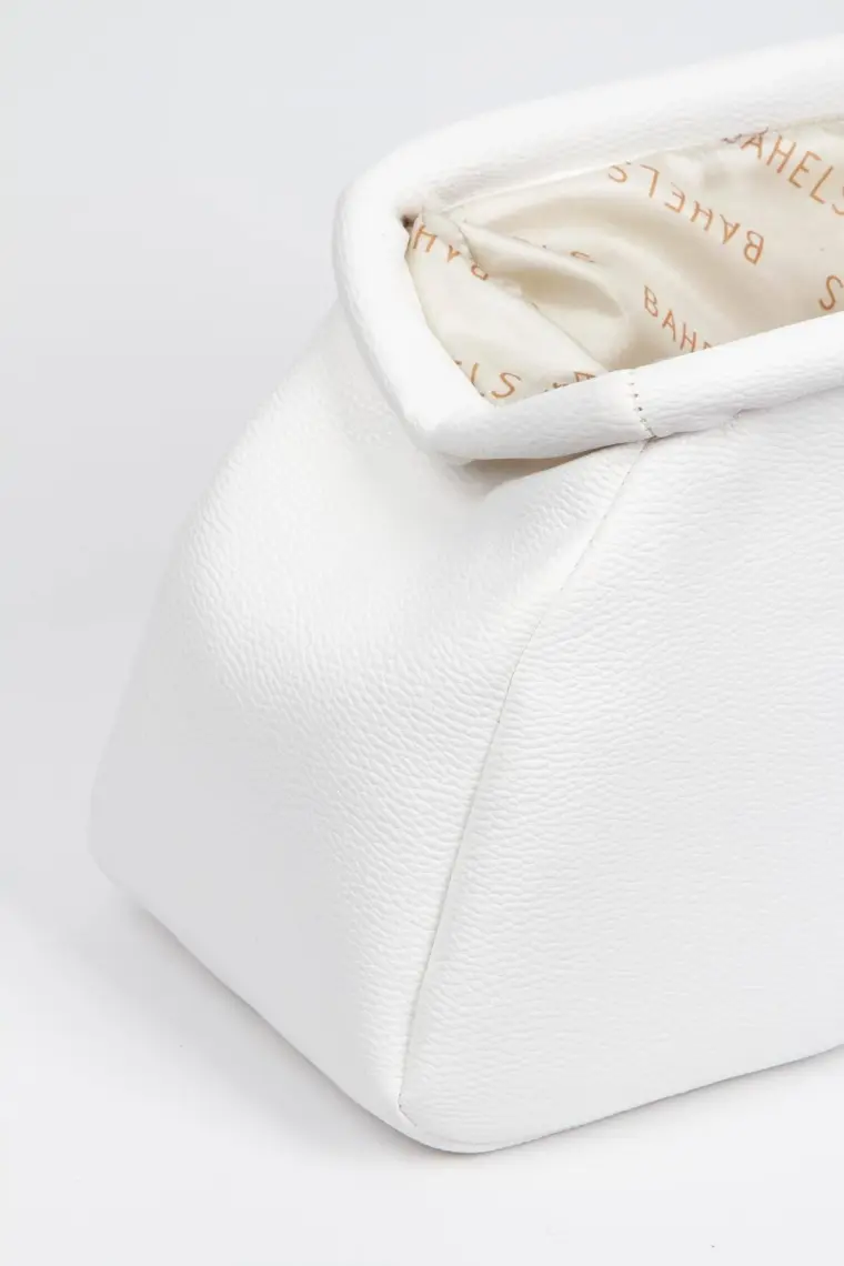 Bahels Kadın Trend Beyaz Deri Clutch Portföy Çanta