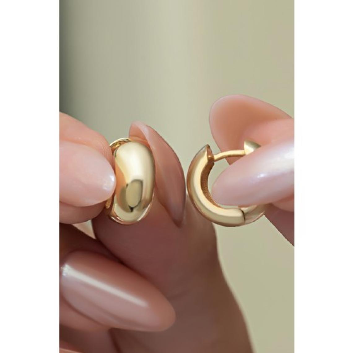 Nereze 925 Ayar Gümüş Gold Kaplama Tombul 15 mm Halka Küpe