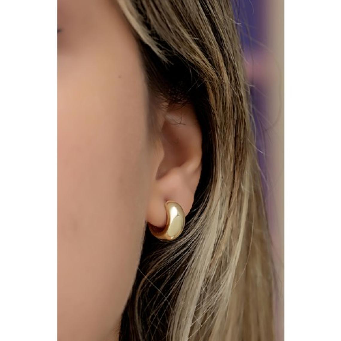 Nereze 925 Ayar Gümüş Gold Kaplama Tombul 15 mm Halka Küpe