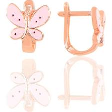 Söğütlü Silver Gümüş Rose Pembe Mineli Kelebek Çocuk Küpesi