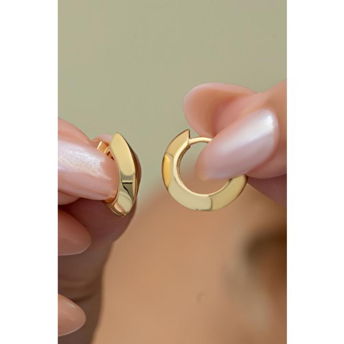 Nereze 925 Ayar Gümüş Gold Kaplama 15 mm Halka Şarnel Küpe