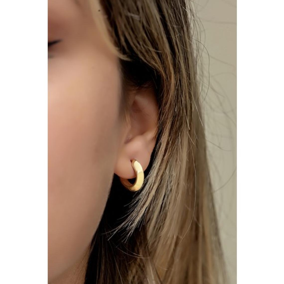 Nereze 925 Ayar Gümüş Gold Kaplama 15 mm Halka Şarnel Küpe