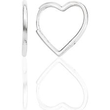 Söğütlü Silver Gümüş Rodyumlu Özel Tasarım 20 mm Kalp Küpe SGTL12282RODAJ