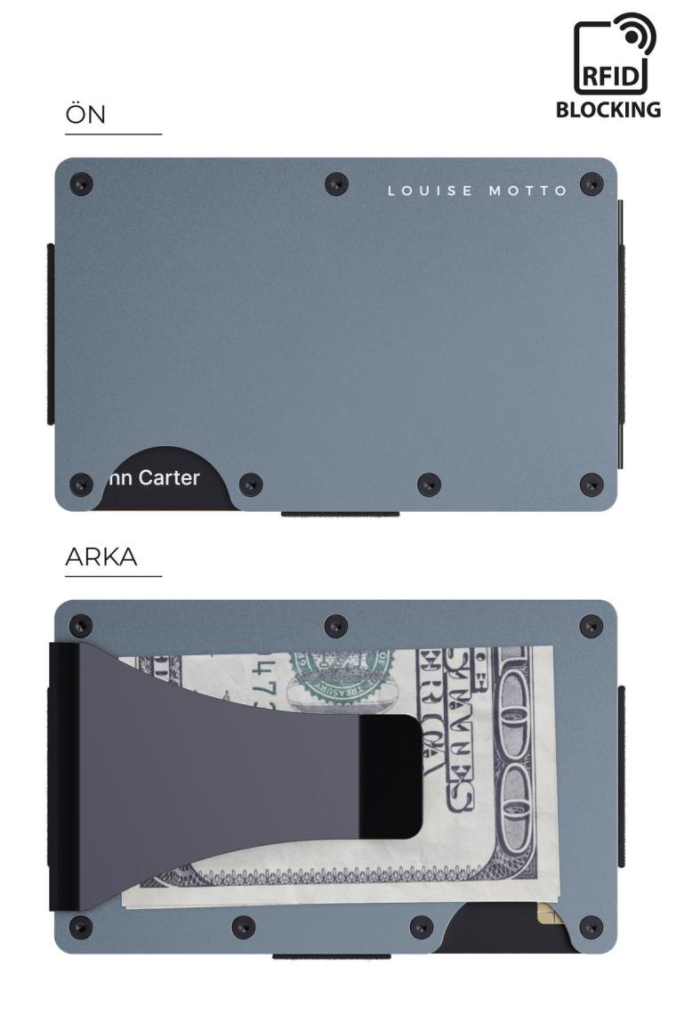 Louise Motto - Cardx - Burano Clips - Yeni Nesil Minimalist Cüzdan & Metal Kartlık - Rfıd Koruma Unisex - Gri