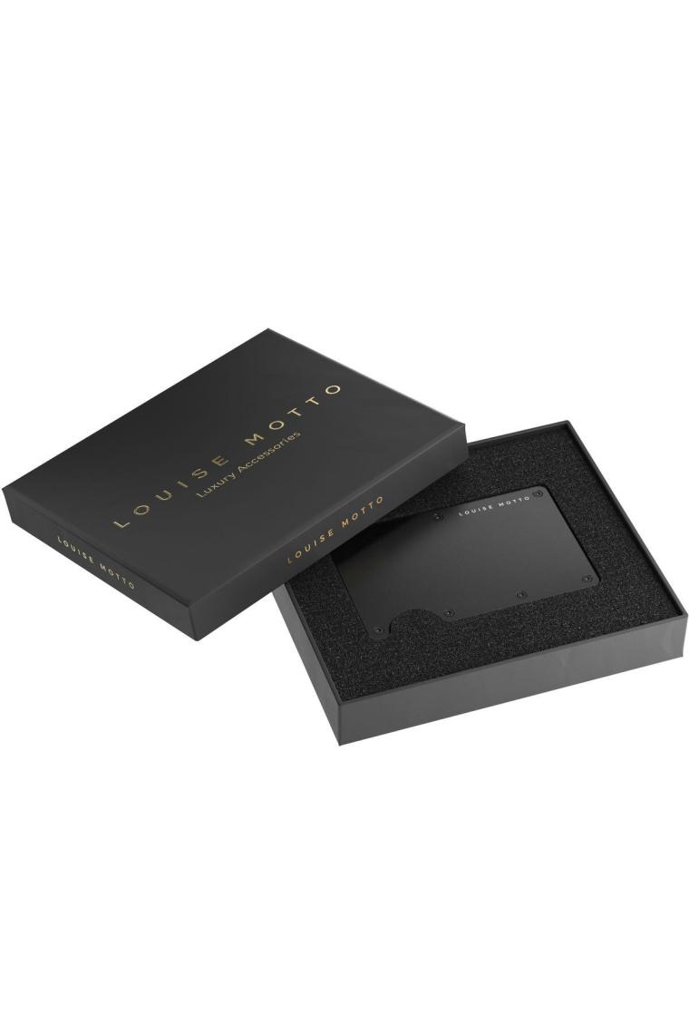 Louise Motto Cardx - Burano Clips - Yeni Nesil Minimalist Cüzdan & Metal Kartlık - Rfid Koruma (Siyah)