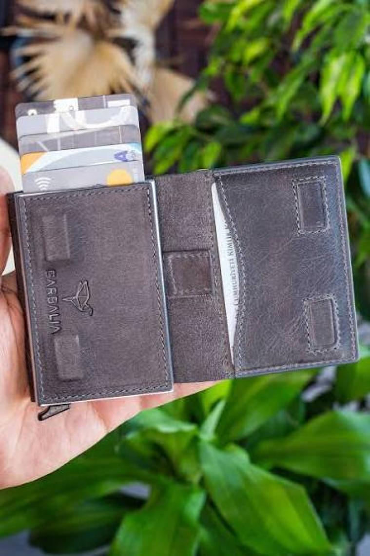 Garbalia Smokey Hakiki Deri Mekanizmalı Ipli Kartlık Cüzdan