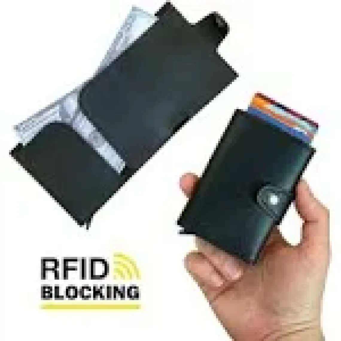 Modica Angora - Rfid Korumalı Kağıt Para Bölmeli Kişiye Özel Mekanizmalı Siyah Cüzdan/Akıllı Kartlık
