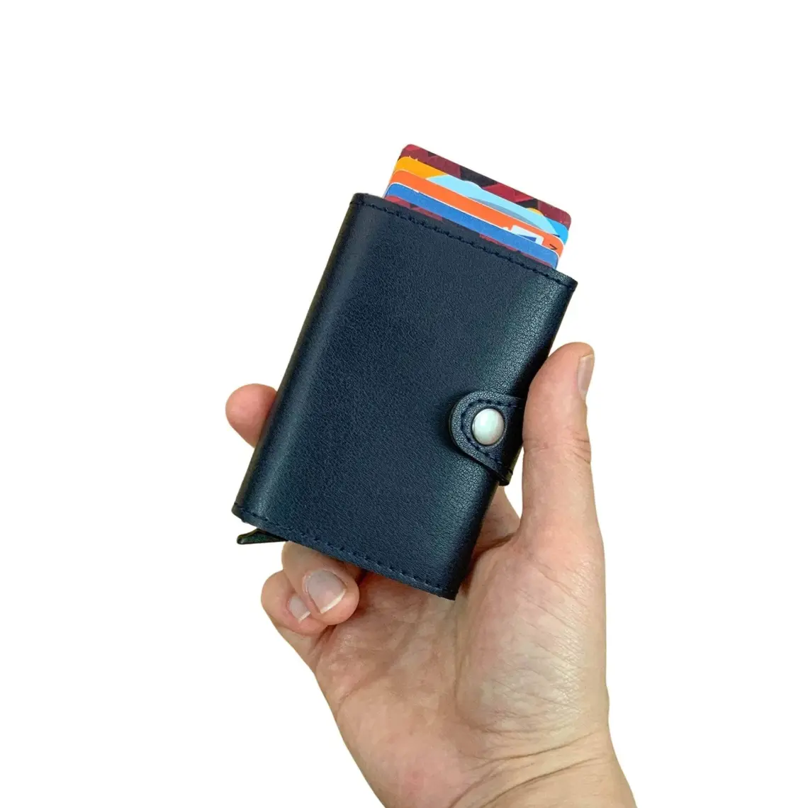 Modica Angora - Rfid Korumalı Kağıt Para Bölmeli Kişiye Özel Mekanizmalı Siyah Cüzdan/Akıllı Kartlık