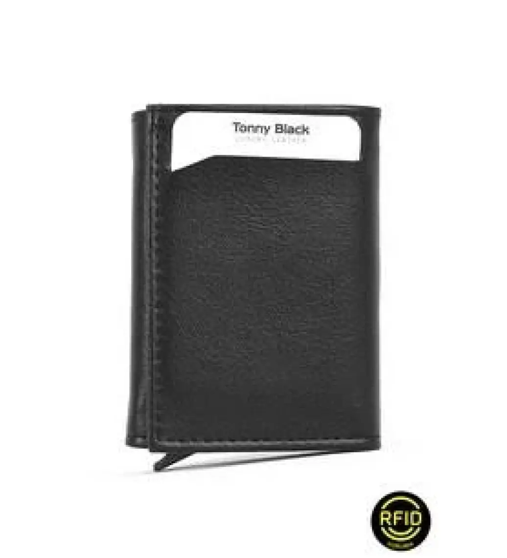 Tonny Black Otomatik Mekanizmalı Kutulu Rfid Korumalı Hırsızlık Engelleyici Para & Kartlıklı Cüzdan Siyah
