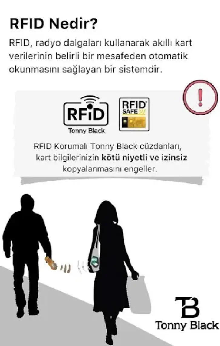 Tonny Black Otomatik Mekanizmalı Kutulu Rfid Korumalı Hırsızlık Engelleyici Para & Kartlıklı Cüzdan Siyah