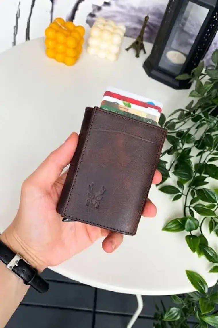 Modica Pescol - Hakiki Deri RFID Korumalı Otomatik Mekanizmalı Akıllı Kartlık/Cüzdan