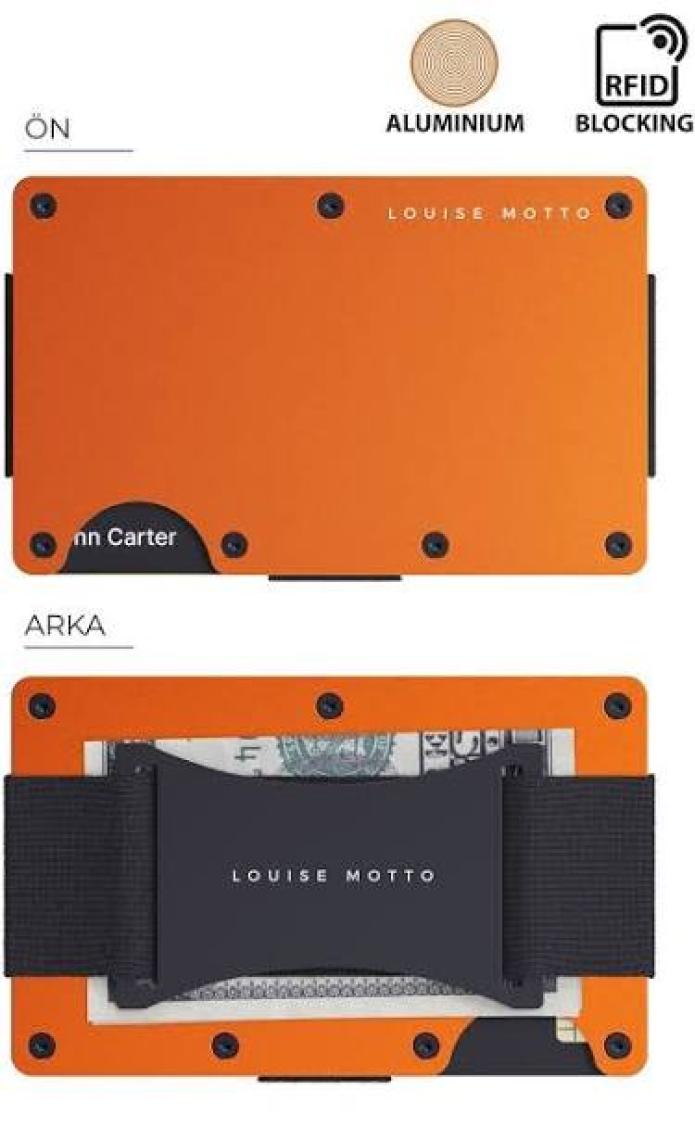 Louise Motto - Cardx - Burano Strap - Yeni Nesil Minimalist Cüzdan & Kartlık Premium Malzeme, Rfıd Korumalı - Turuncu