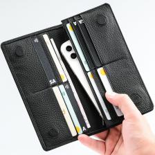Alba - Telefon Bölmeli Deri Cüzdan - Hakiki Deri Cüzdan - Telefon Hazneli Uzun Cüzdan - Siyah Unisex