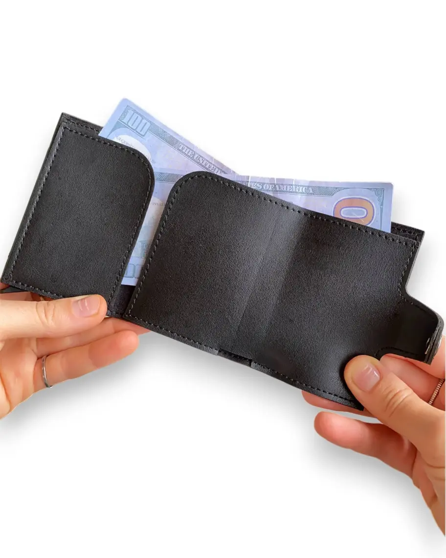 Modica Angora - Rfid Korumalı Kağıt Para Bölmeli Kişiye Özel Mekanizmalı Bordo Cüzdan/Akıllı Kartlık