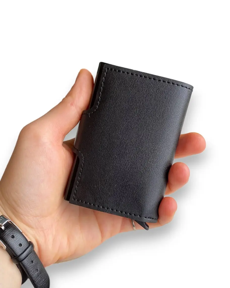 Modica Angora - Rfid Korumalı Kağıt Para Bölmeli Kişiye Özel Mekanizmalı Bordo Cüzdan/Akıllı Kartlık