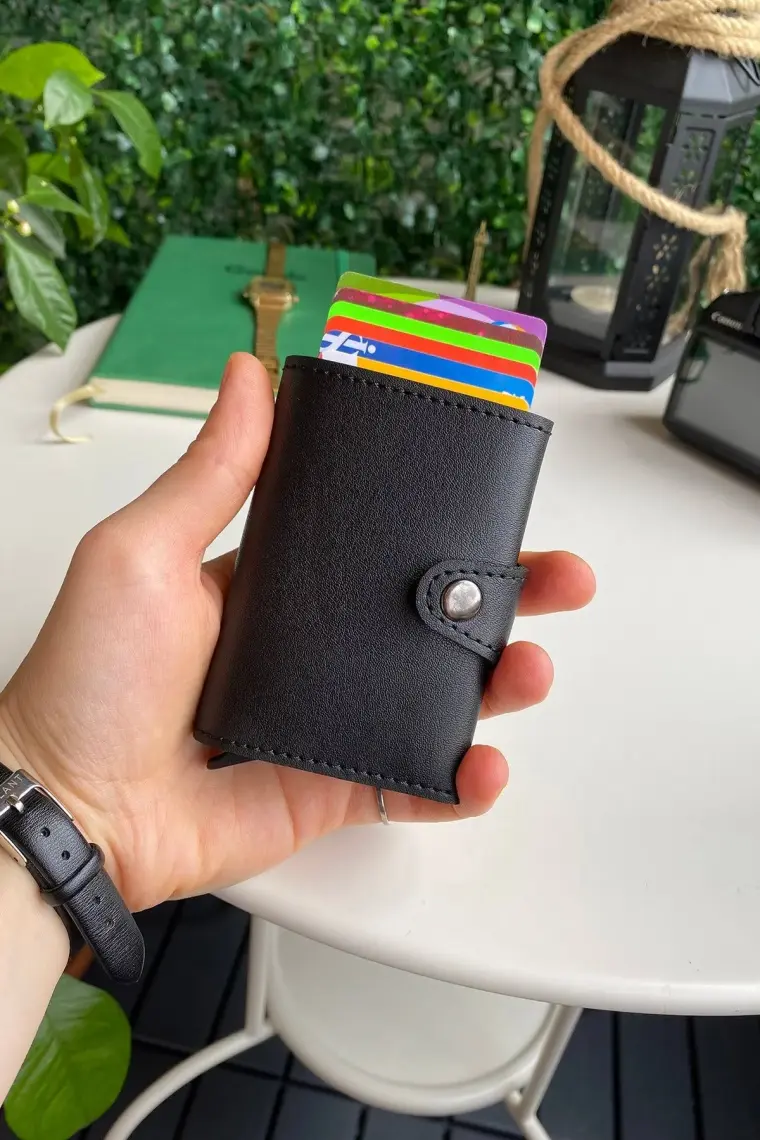 Modica Angora - Rfid Korumalı Kağıt Para Bölmeli Kişiye Özel Mekanizmalı Bordo Cüzdan/Akıllı Kartlık