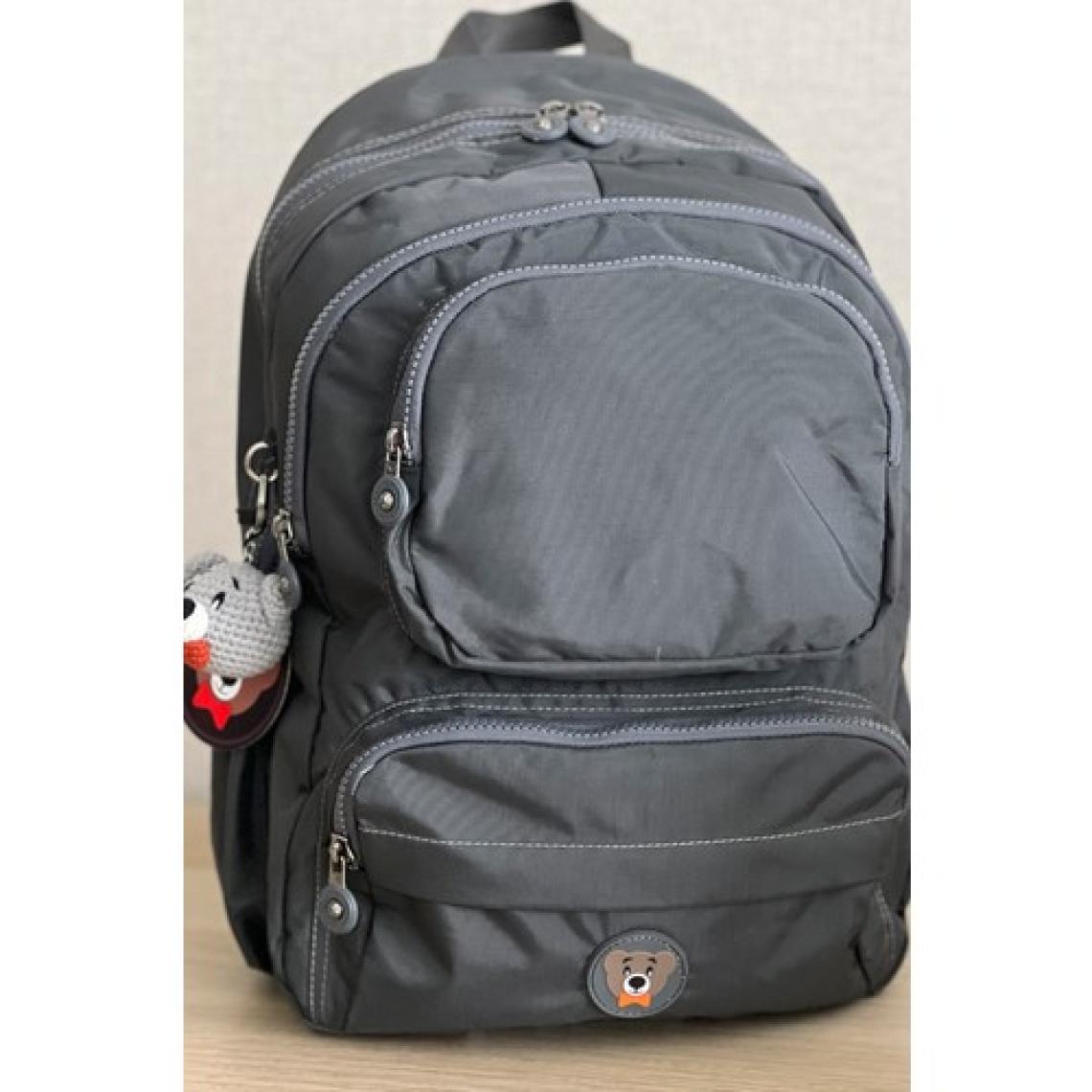 Nemo Bags Gri Orta Boy Okul Çantası Laptop ve Seyahat Sırt Çantası Su Geçirmez Ayıcık Anahtarlık Hediyeli
