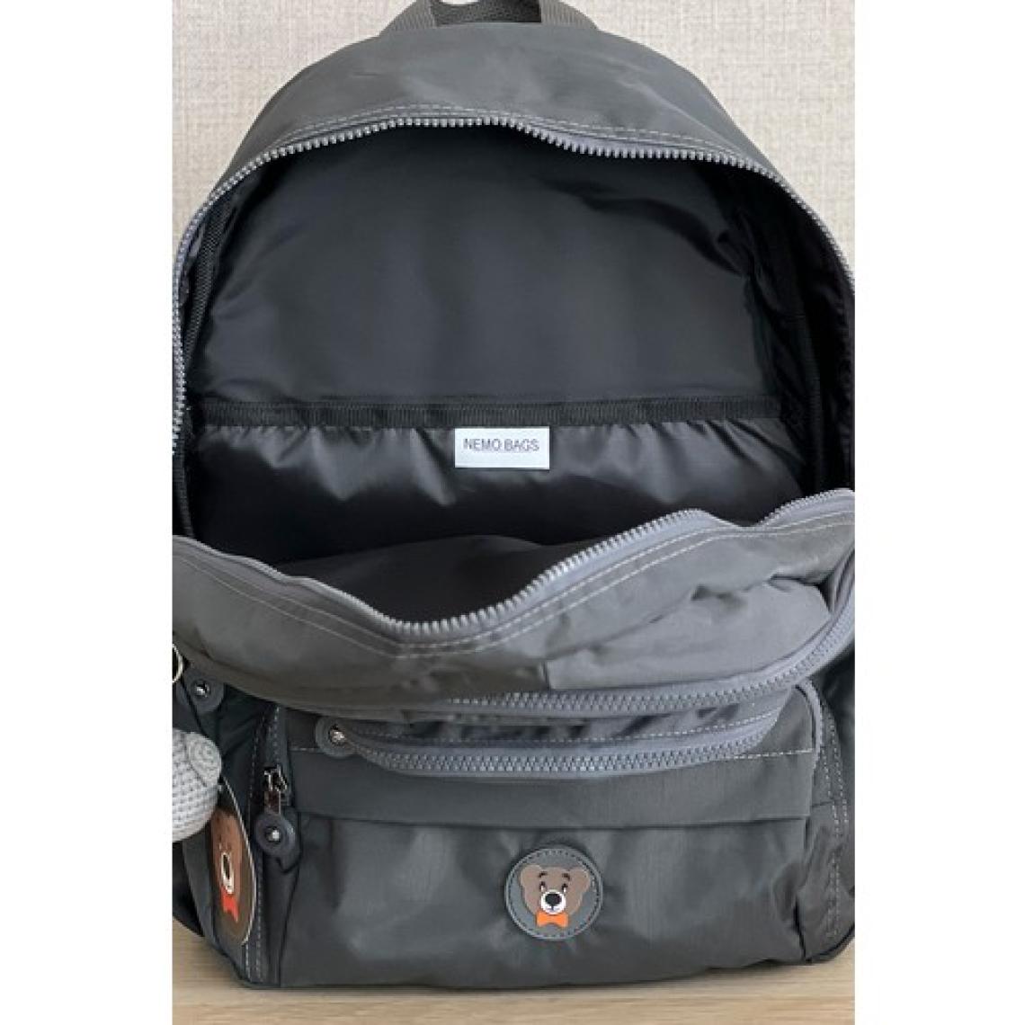 Nemo Bags Gri Orta Boy Okul Çantası Laptop ve Seyahat Sırt Çantası Su Geçirmez Ayıcık Anahtarlık Hediyeli