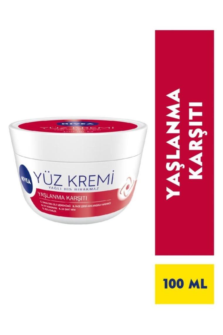 Yaşlanma Karşıtı Yüz Bakım Kremi 100ml, Nemlendirici, Sıkı Cilt Görünümü, Antioksidan, UV Koruması