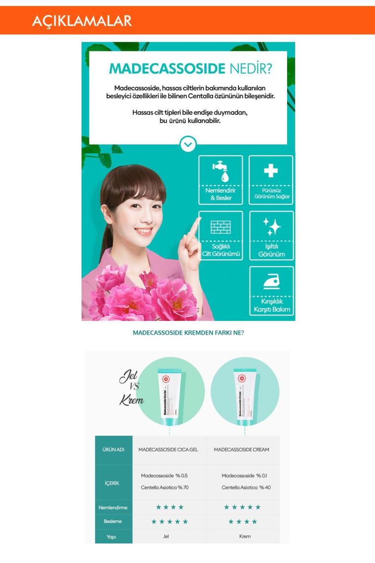 Hassas Ciltler İçin Madecassoside İçerikli Nemlendirici Jel 50ml APIEU Madecassoside Gel (Tube)