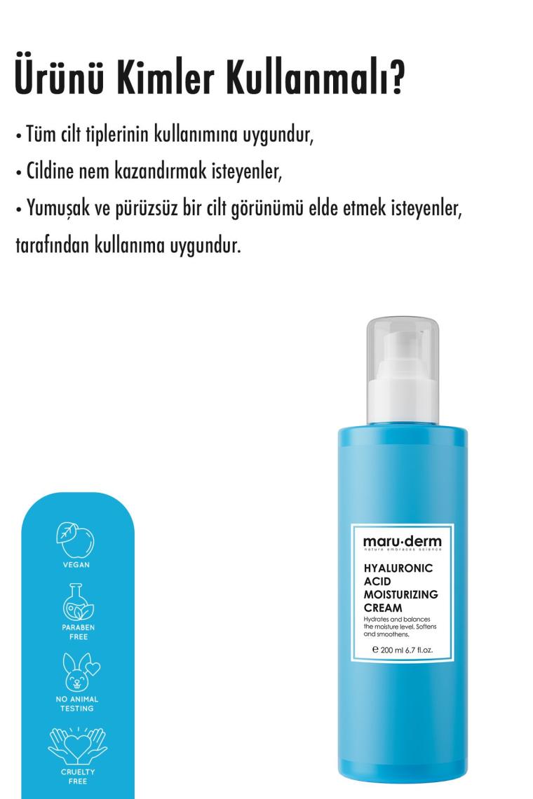 Maruderm Hyalüronik Asit Nemlendirici Yüz Ve Vücut Cilt Bakım Kremi 200 Ml