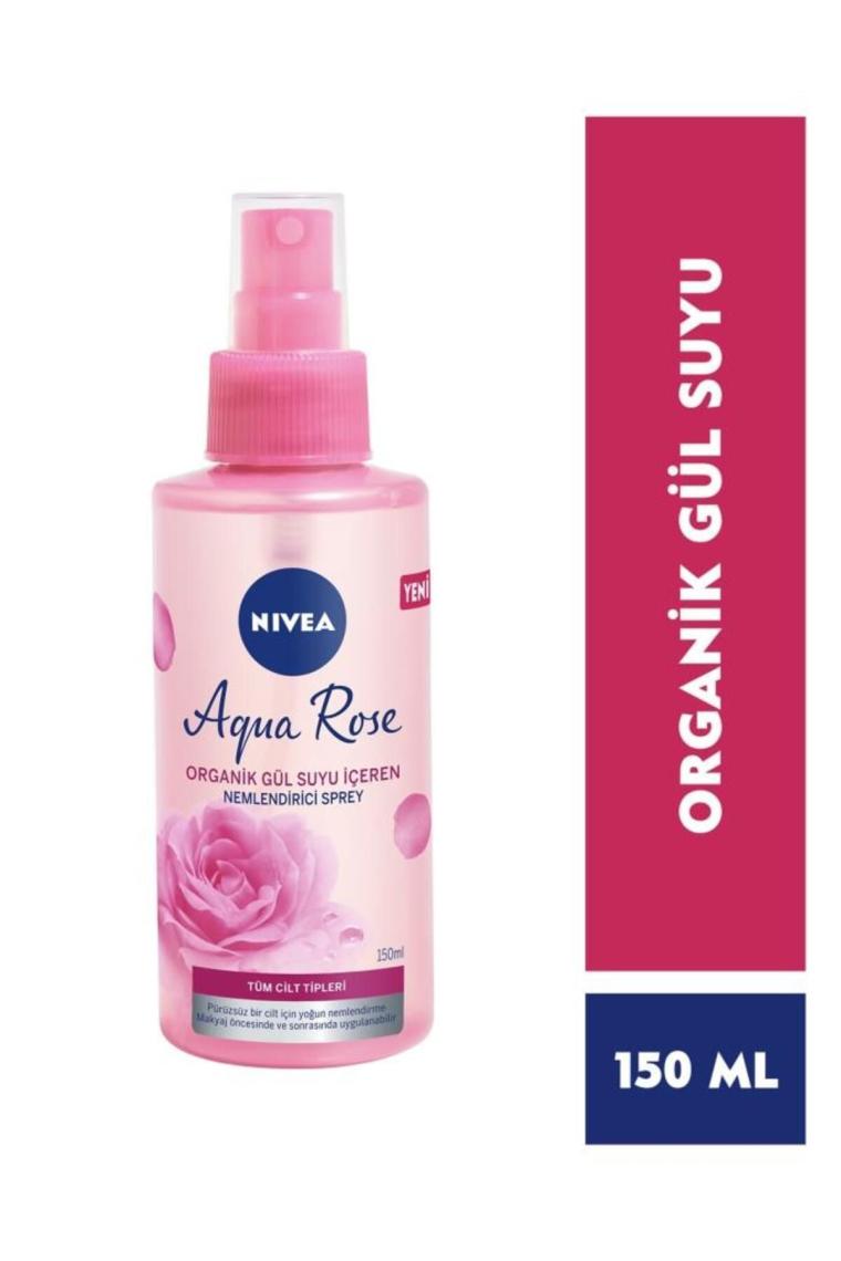 Aqua Rose Organik Gül Suyu Nemlendirici Yüz Sprey 150ml, Makyaj Öncesi ve Makyaj Sonrası Sabitleyici