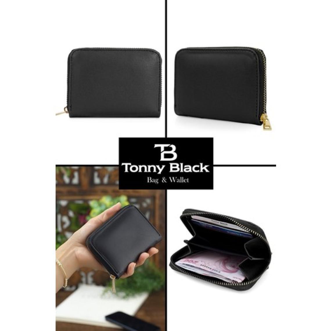 Tonny Black Orijinal Kadın Siyah Fermuarlı Konfor Modeli Şık Mini Cüzdanı Kimlik Bölmeli Kredi Kartlıklı Bozuk Para Gözlü Kartlık Cüzdan