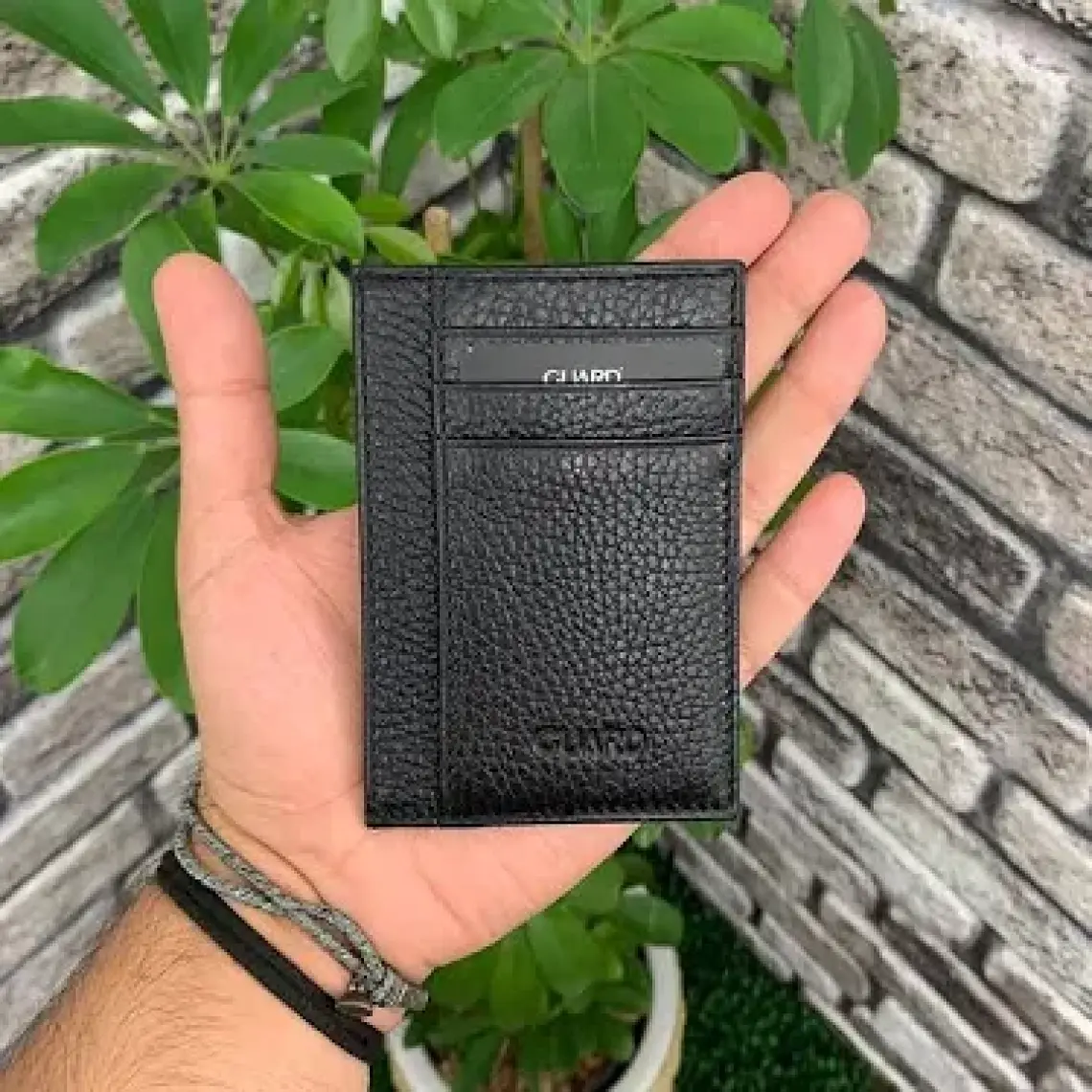 Unisex Hakiki Deri Siyah  Kartlık