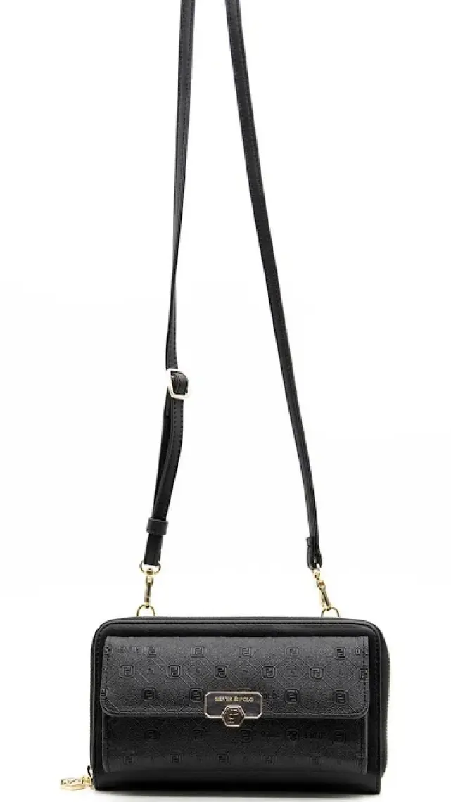 Silver  Polo Kadın Askılı Cüzdan Siyah - Siyah NV921