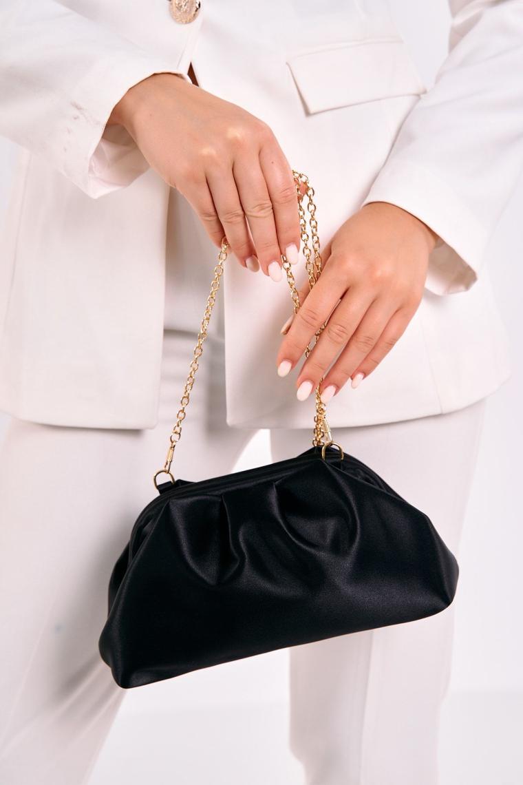 Berlesi Siyah Kadın Saten Clutch Abiye Çanta