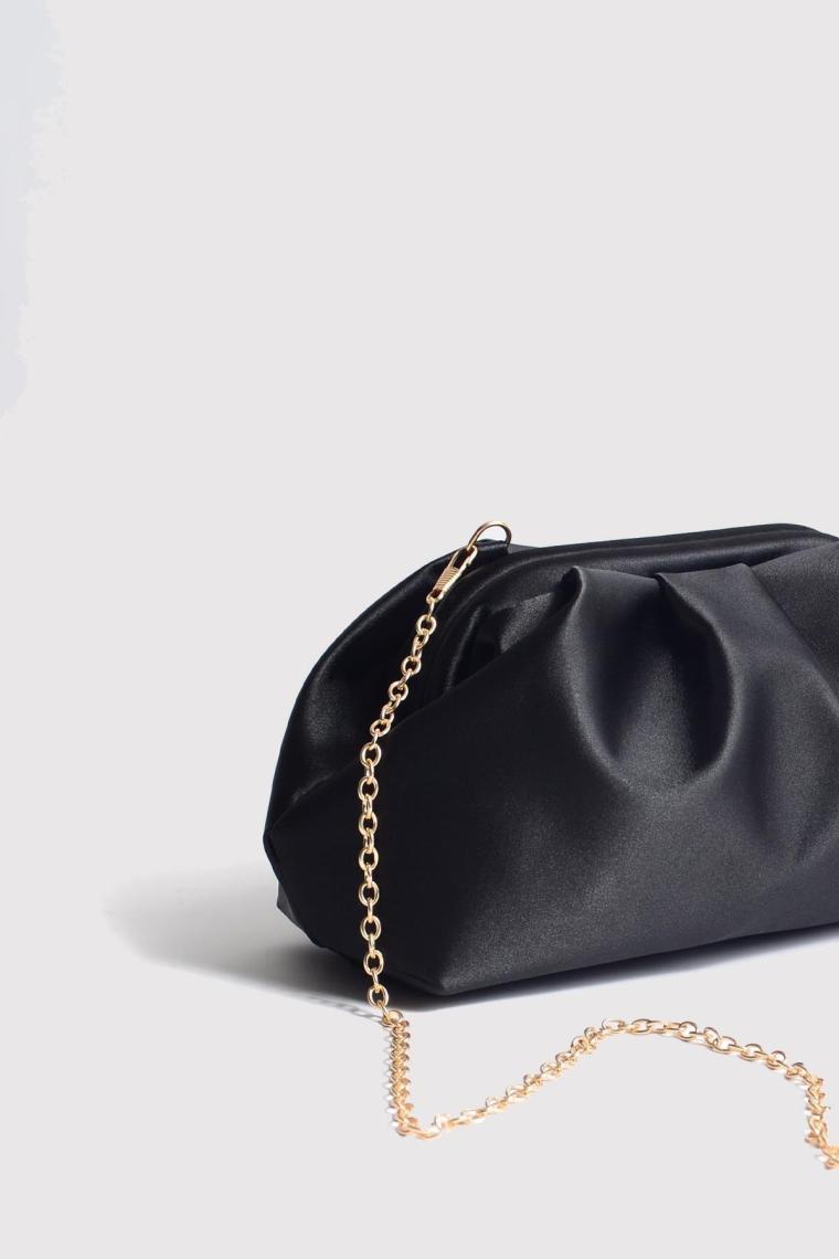 Berlesi Siyah Kadın Saten Clutch Abiye Çanta
