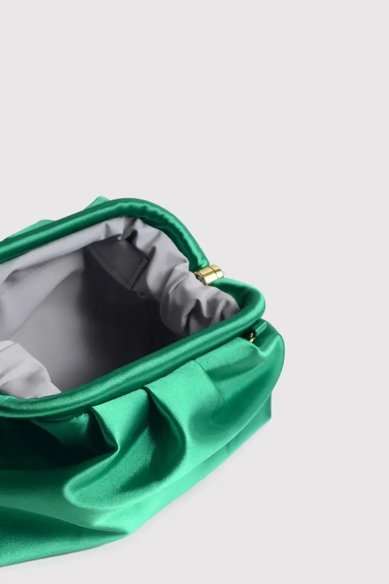 Berlesi Yeşil Kadın Saten Clutch Abiye Çanta