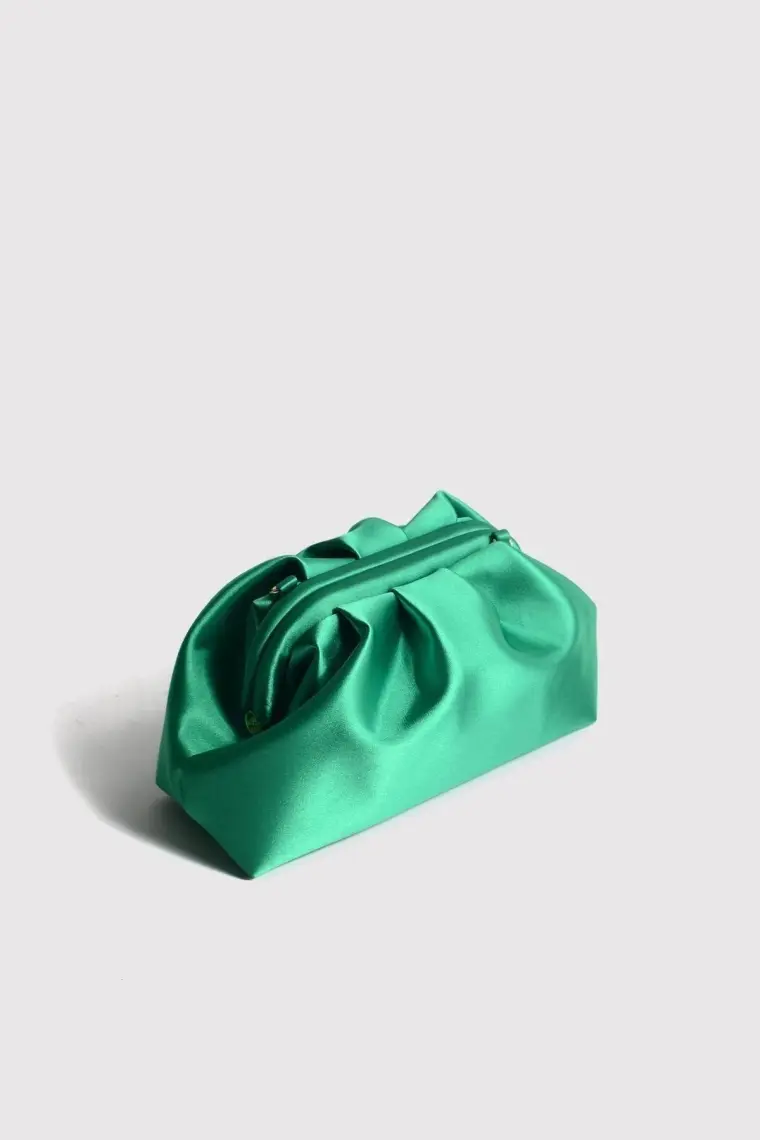Berlesi Yeşil Kadın Saten Clutch Abiye Çanta
