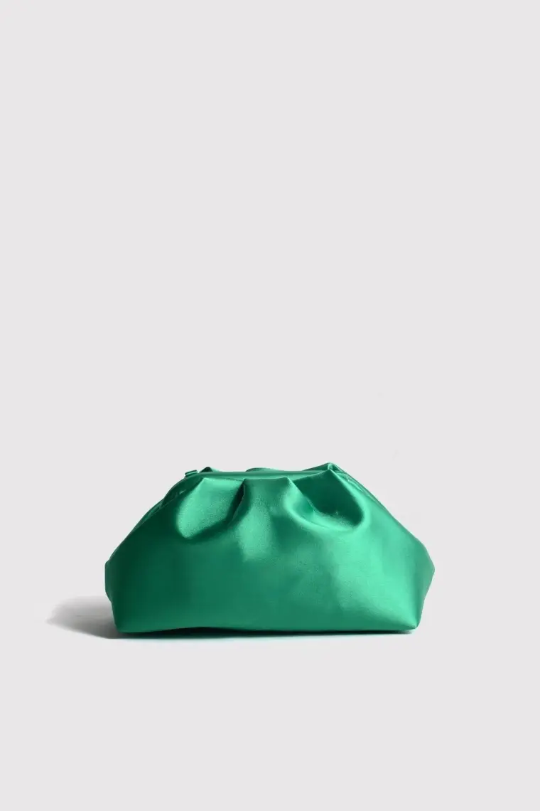 Berlesi Yeşil Kadın Saten Clutch Abiye Çanta