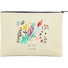 Çınar Bez Çanta Clutch With Love Kanvas Makyaj Çantası