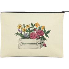 Çınar Bez Çanta Clutch Kasada Çiçek Kanvas Makyaj Çantası