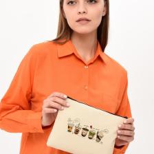 Çınar Bez Çanta Coffee Cup Baskılı Clutch Bez Çanta |  (25X17)